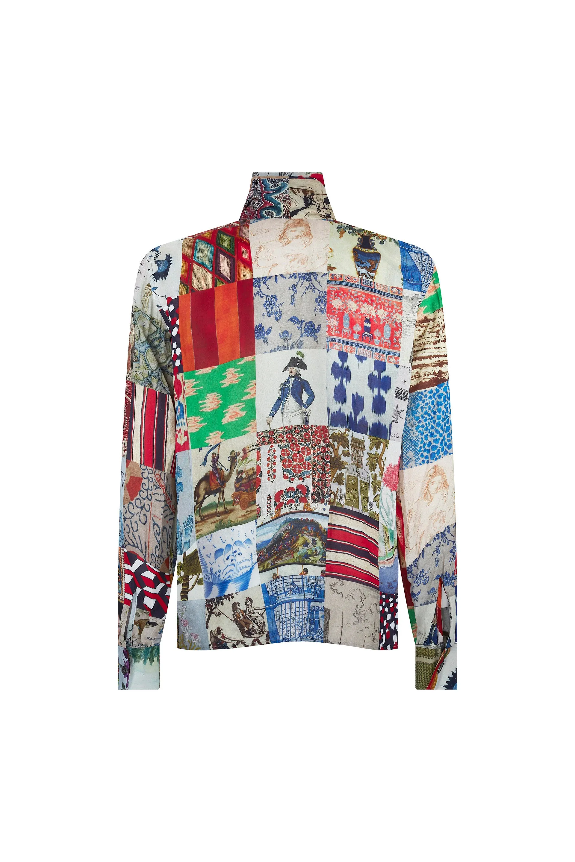 'BLOOMSBURY COLLAGE' SLIM KEITH TIE BLOUSE