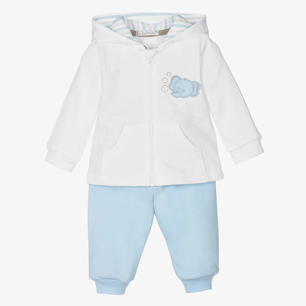 Blue & White Cotton Jersey Tracksuit