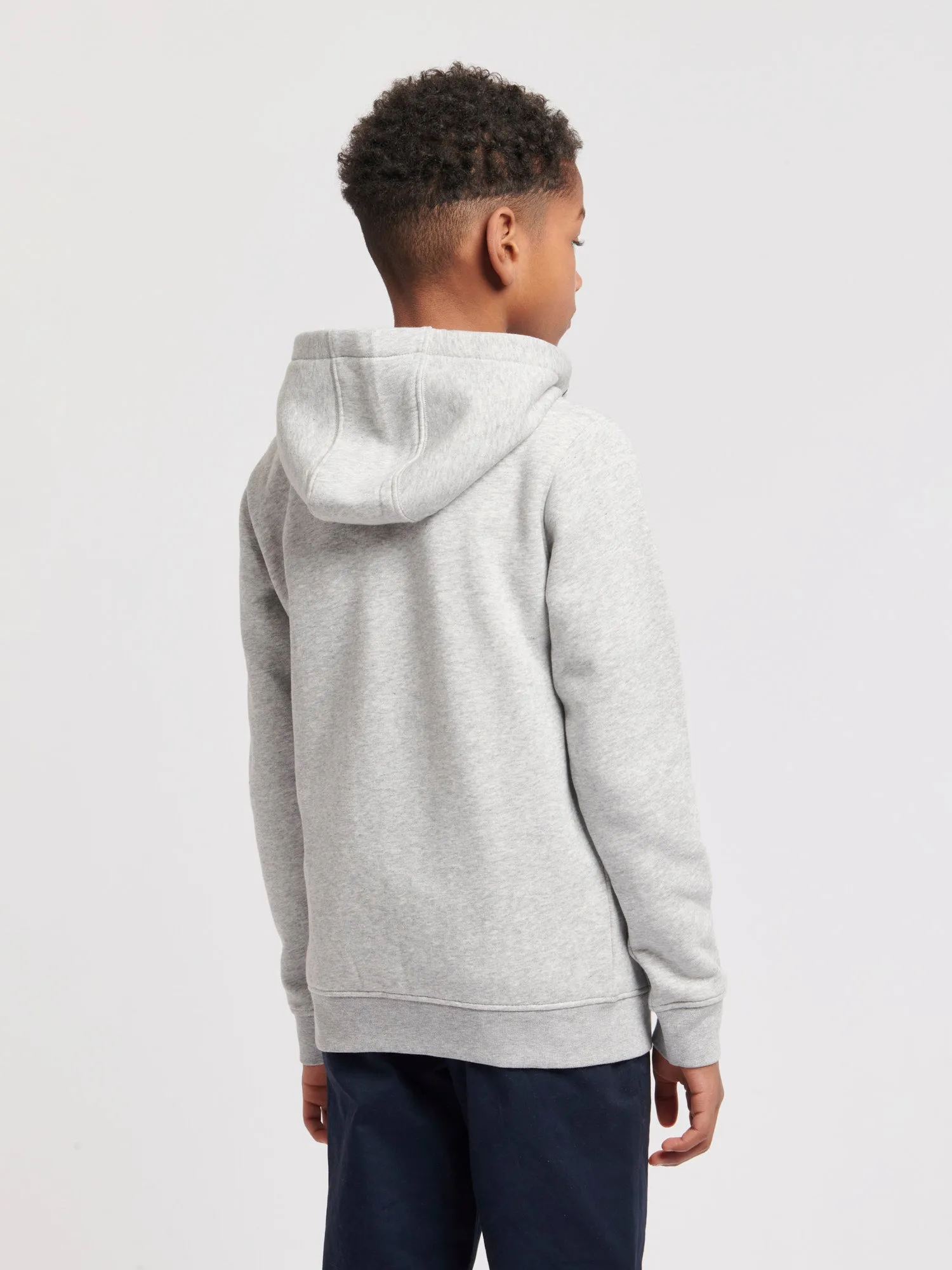 Boys Double Horsemen Zip Hoodie in Mid Grey Marl