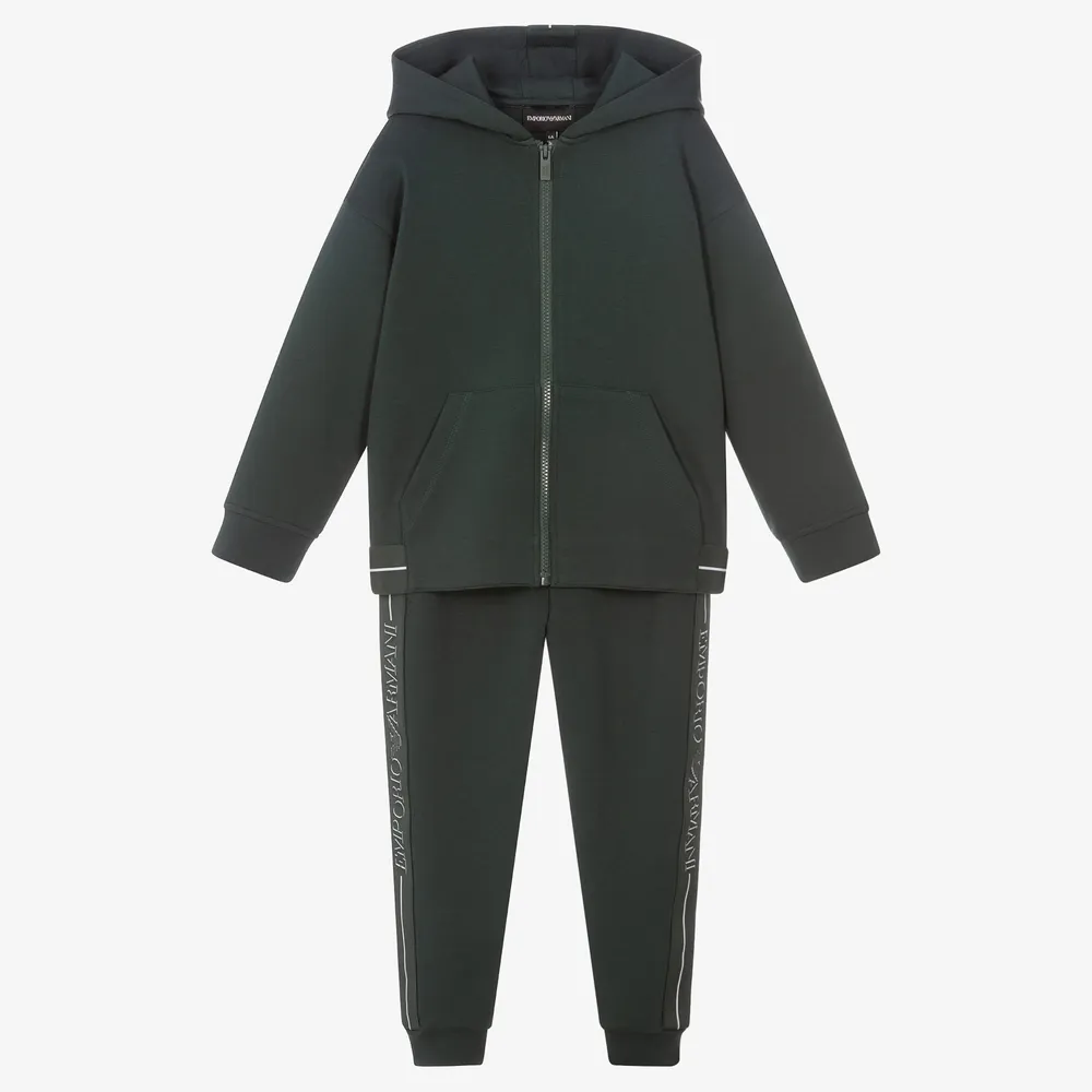 Boys Green Logo Tracksuit