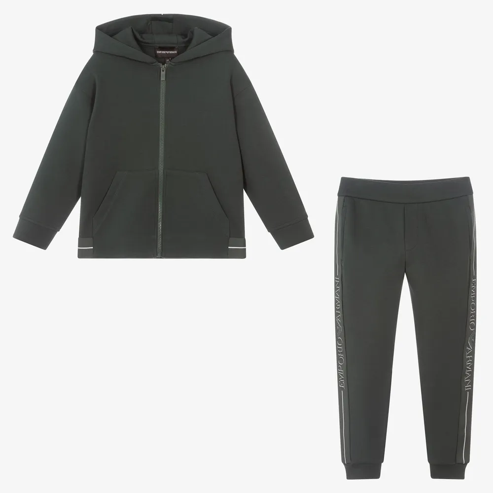 Boys Green Logo Tracksuit