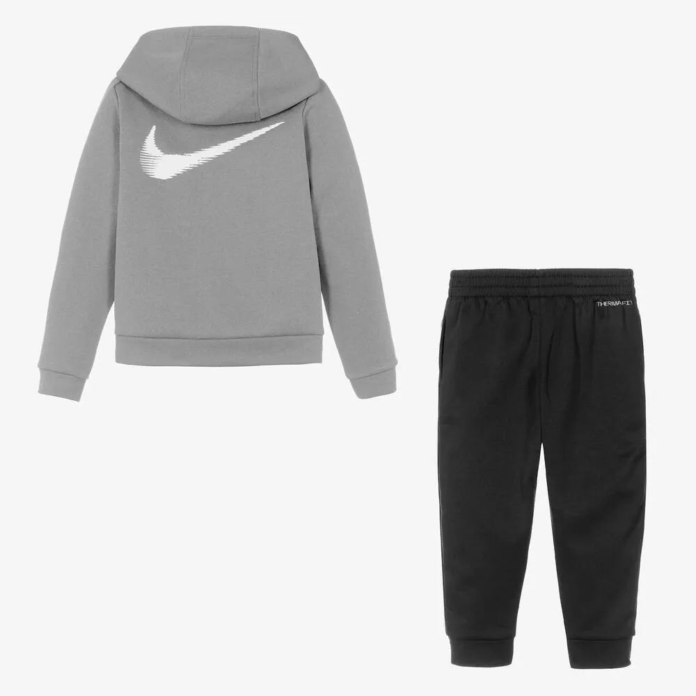 Boys Grey & Black Zip-Up Tracksuit