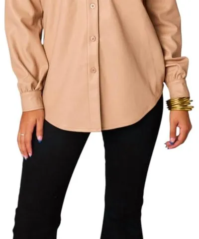 BuddyLove Brielle Button Leather Top In Espresso