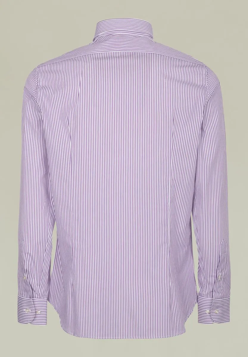 Camicia bianca rigata glicine slim