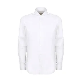 CAMICIA SLIM IN COTONE STRETCH CON COLLO ALLA FRANCESE Uomo Bianco