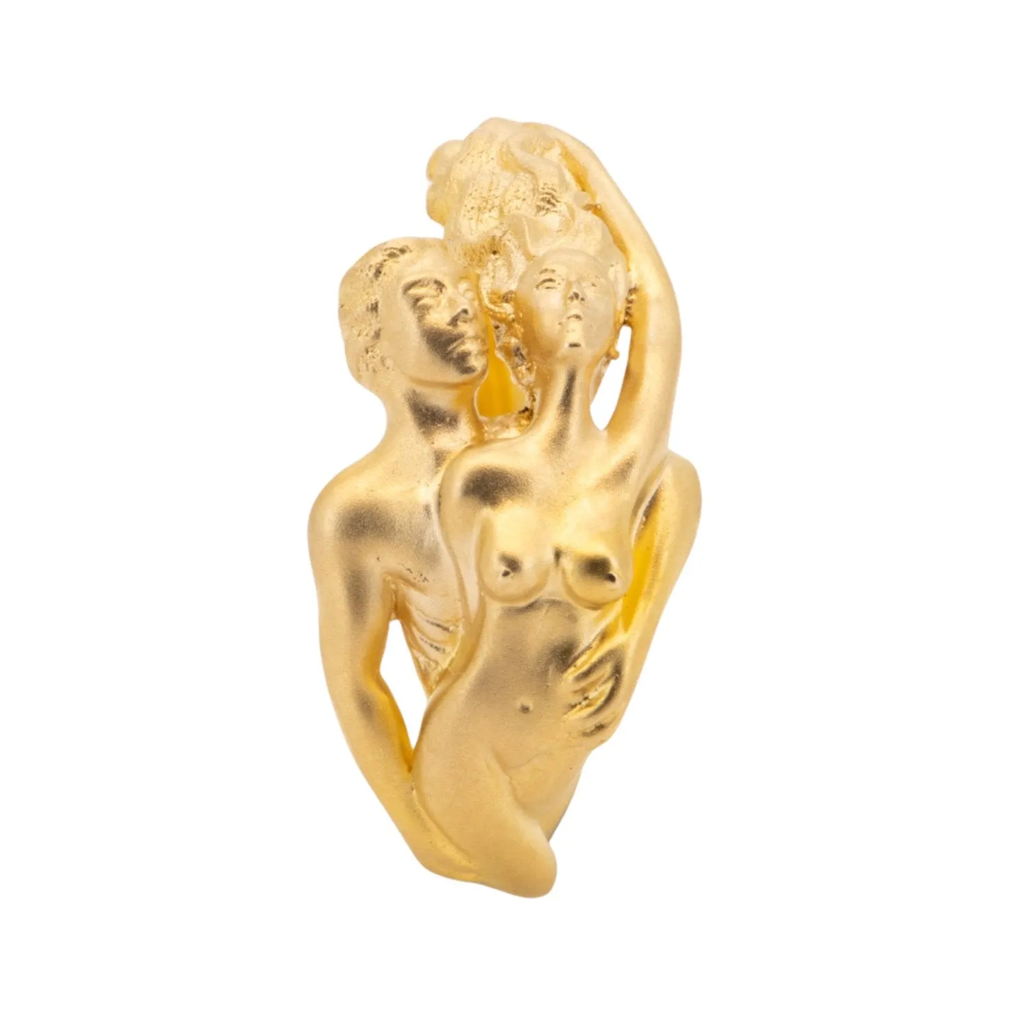 Carrera Style 18K Gold Ring Sculpted Man and Woman Intertwined 7.51g R6738