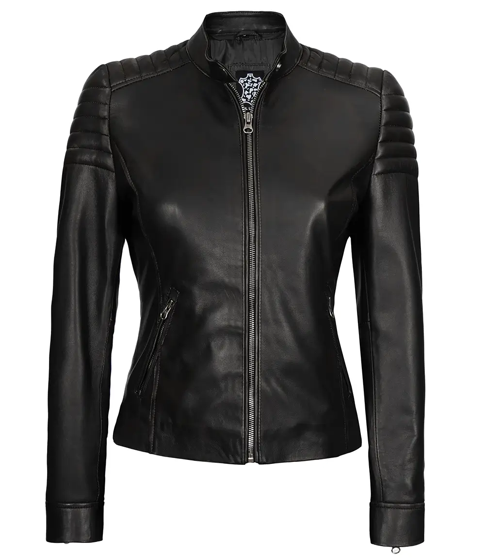 Carrie Black Leather Jacket for Women