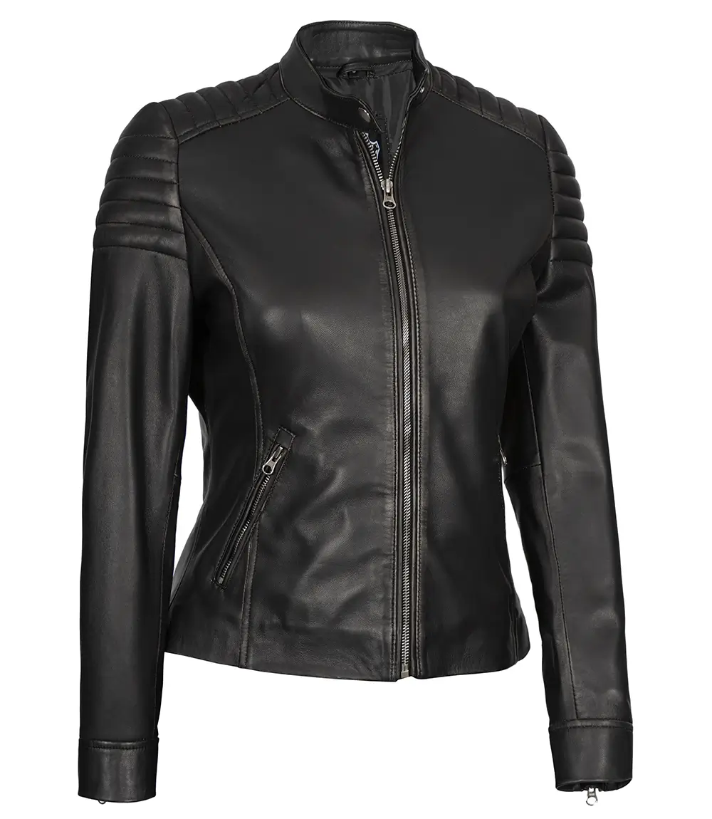 Carrie Black Leather Jacket for Women