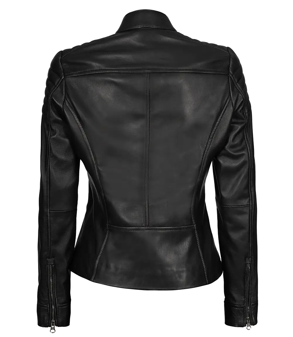 Carrie Black Leather Jacket for Women