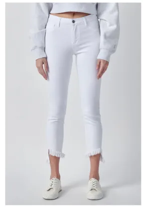 Cello Mid Rise White Crop Skinny