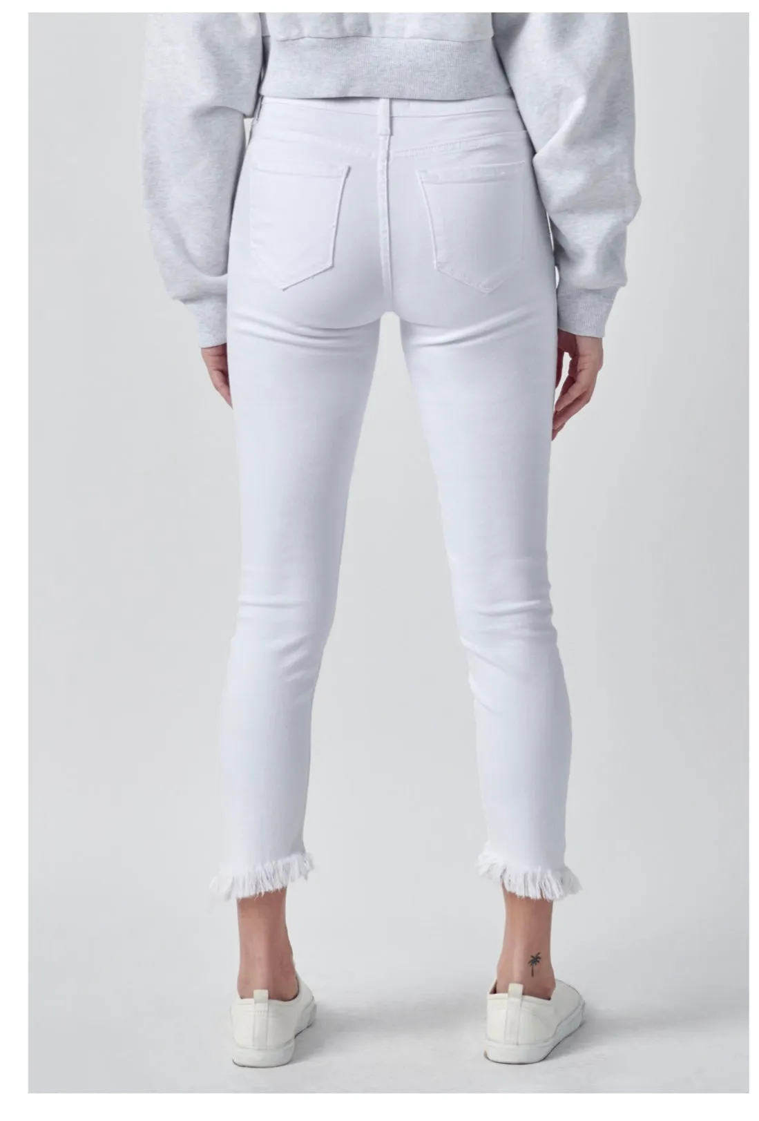 Cello Mid Rise White Crop Skinny