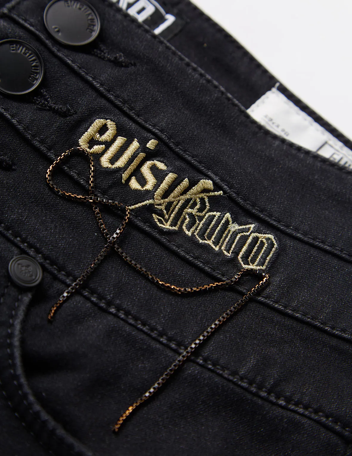 Chain and Logo Embroidered Skinny Jeans