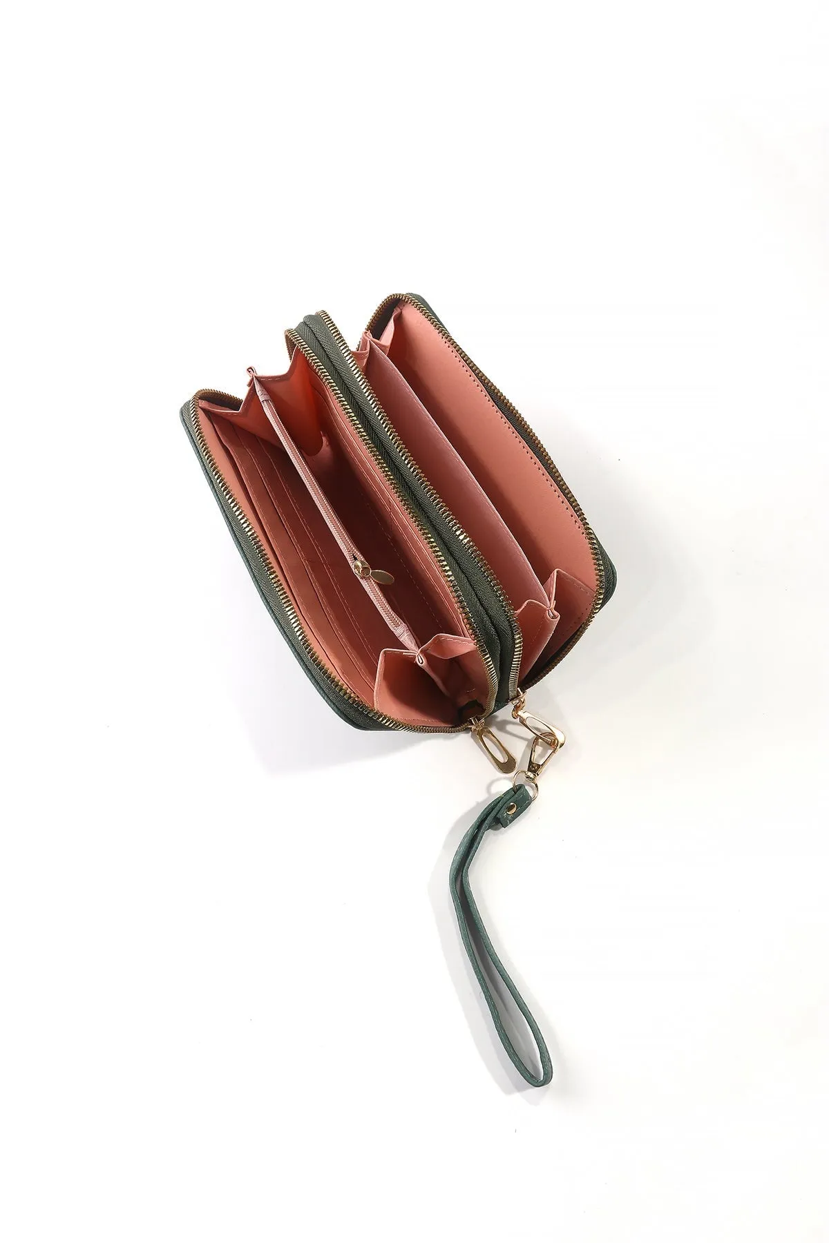 Classic Middle Zip Purse in Green