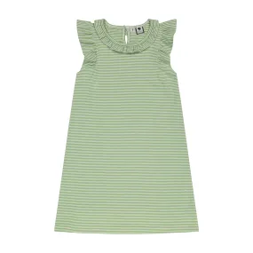 Colette Ruffle Dress Green Stripe