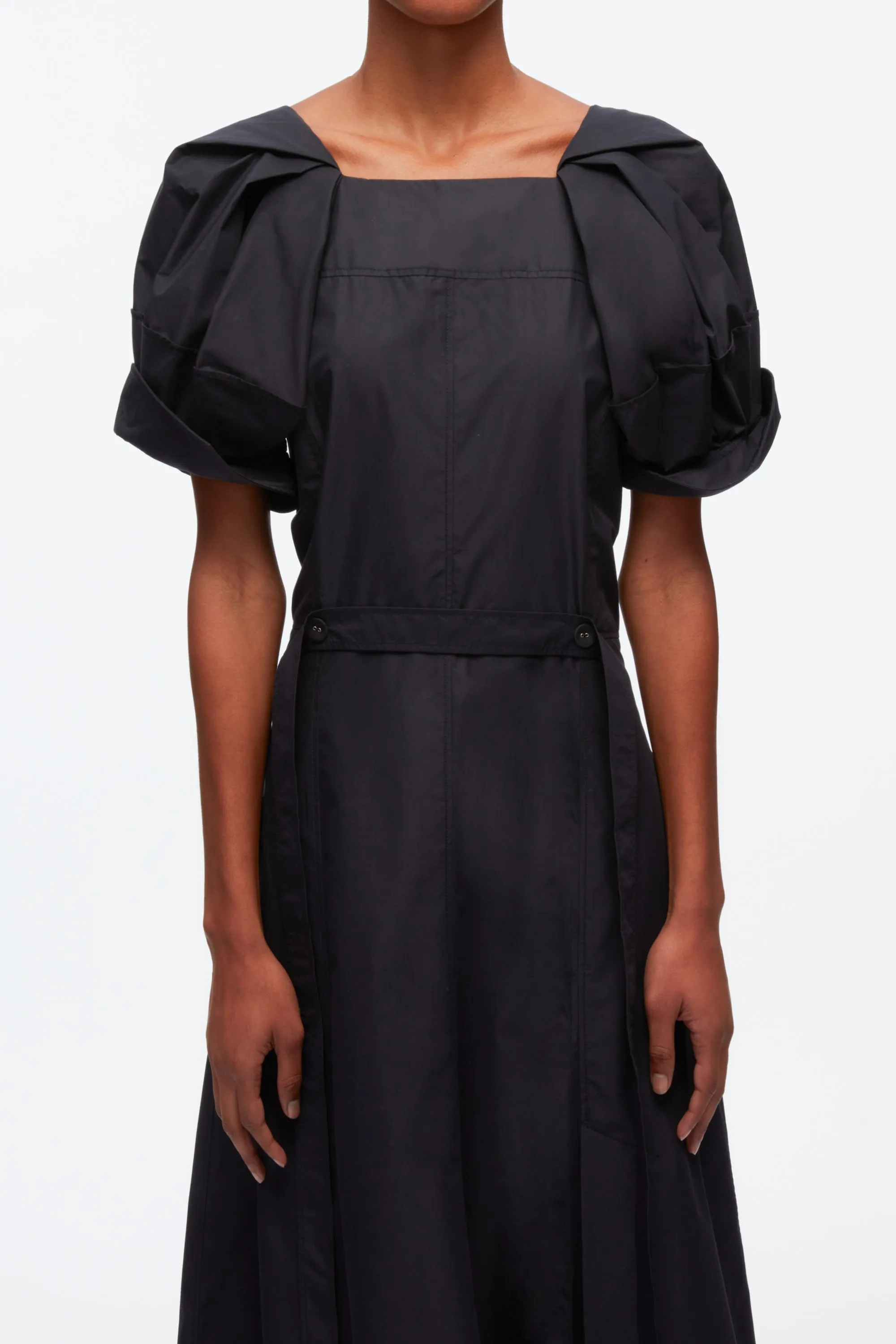 Collapsed Bloom Short Sleeve Belted Dress