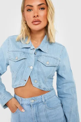 Contour Seam Cropped Denim Jacket