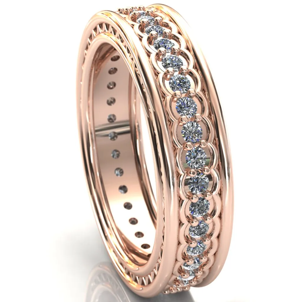 Cosmic Round Cut Gems Couple's Full Eternity Matching Two-Band Set