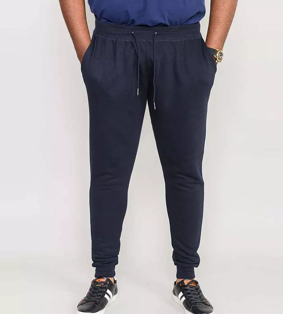 D555 Big Mens Navy Cuffed Jogger With Side Pockets and Drawcord (BRANDON )