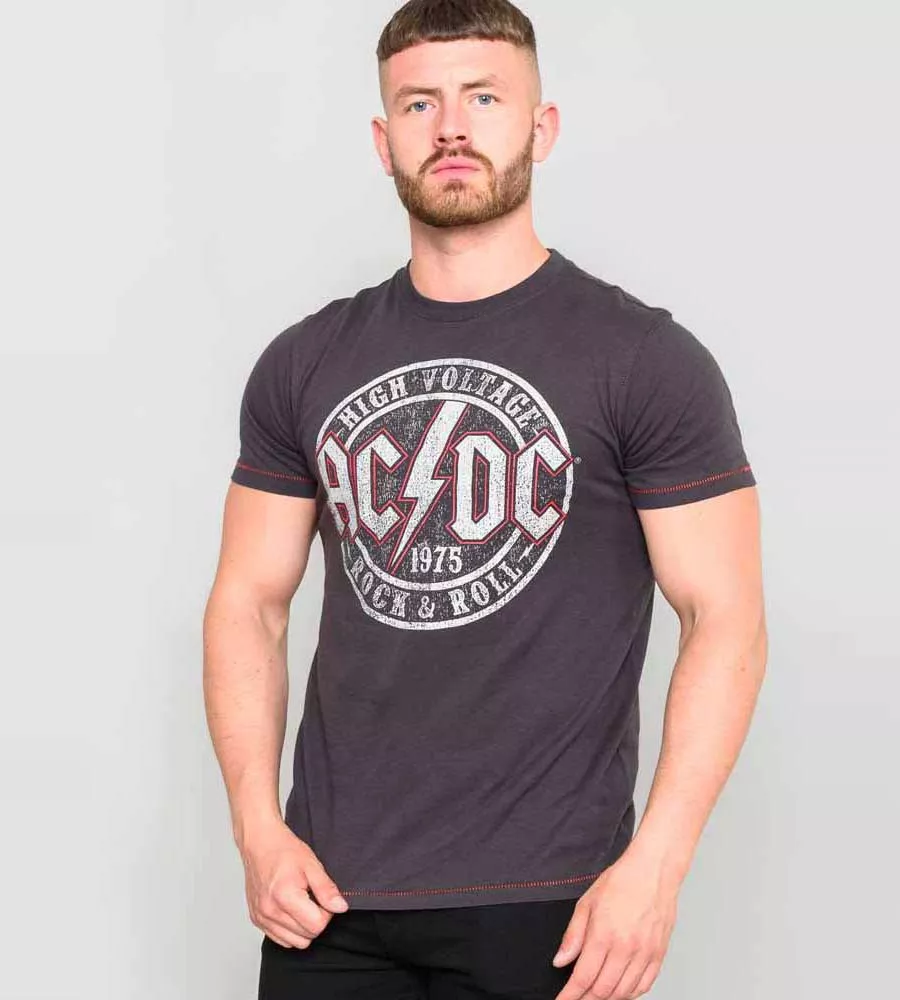 D555 Tall Mens AC/DC Printed T-Shirt Official Licensed Product (THUNDERSTRUCK)