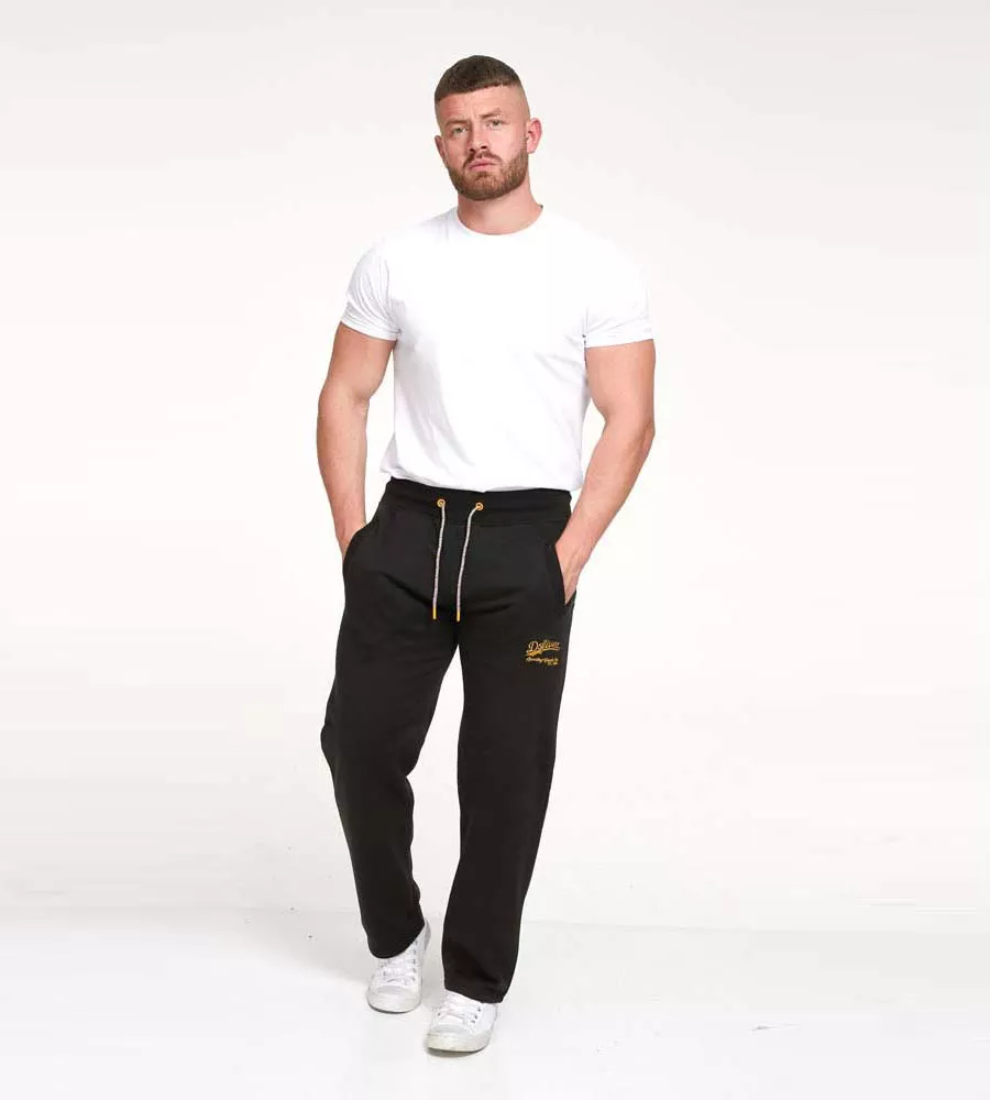 D555 Tall Mens Black Open Hem Jogger With Embroidery (GLOUCESTER 1)