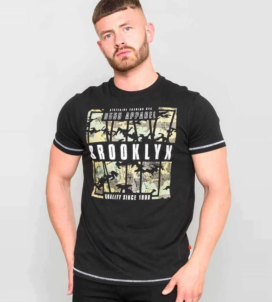 D555 Tall Mens Brooklyn Camouflage Printed T-Shirt (BRICKET)