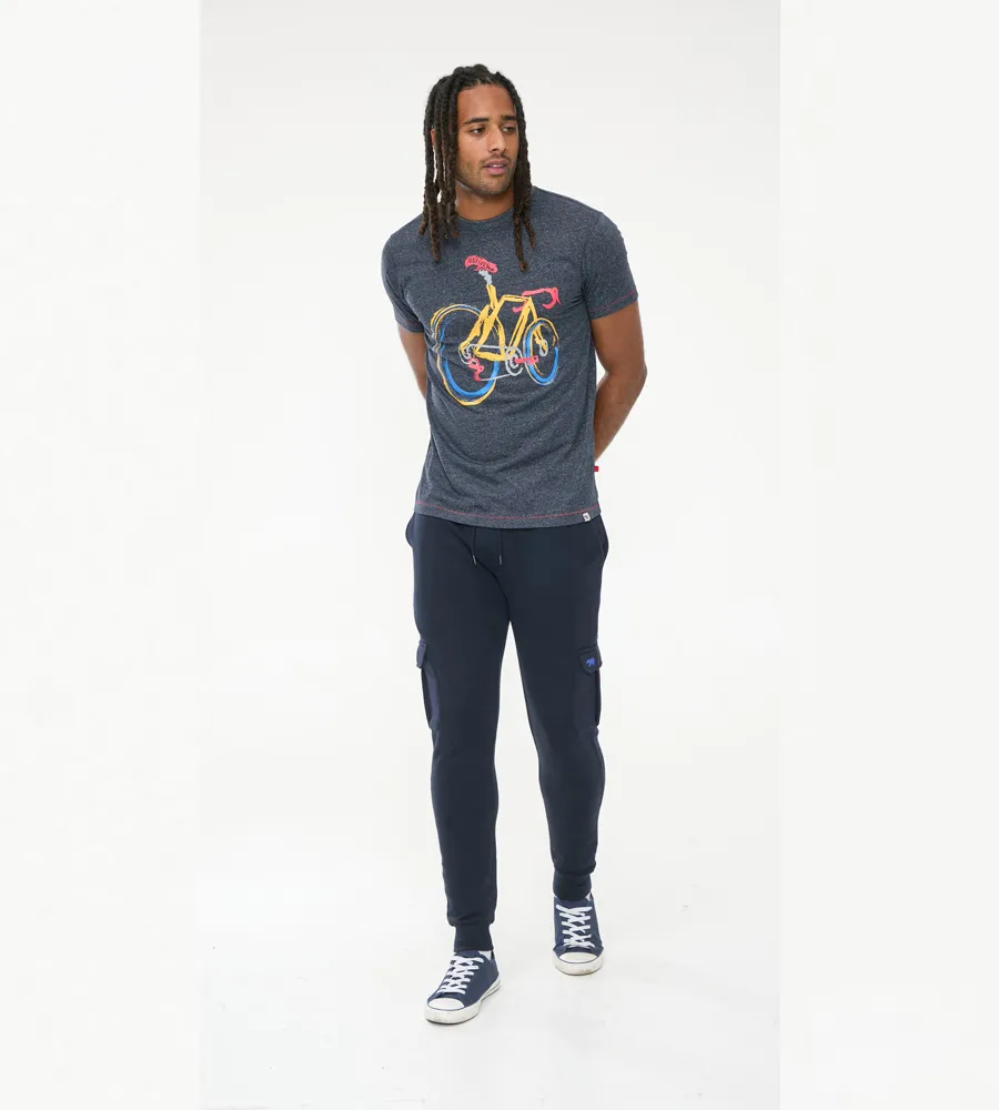 D555 Tall Mens Printed T-Shirt With Abstract Bicycle Print (GAMSTON)