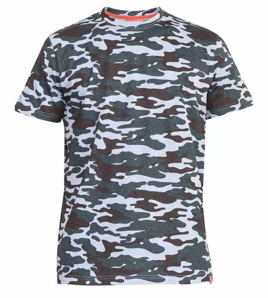 D555 Tall Mens Storm Grey Camouflage Print T-Shirt (GASTON STORM)