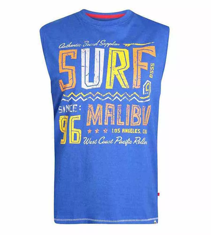 D555 Tall Mens Surf Malibu Sleeveless Printed T-Shirt (WALLACE 2)