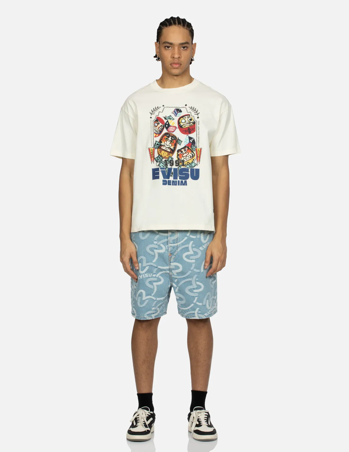 Daruma and Dice Print Relax Fit T-shirt