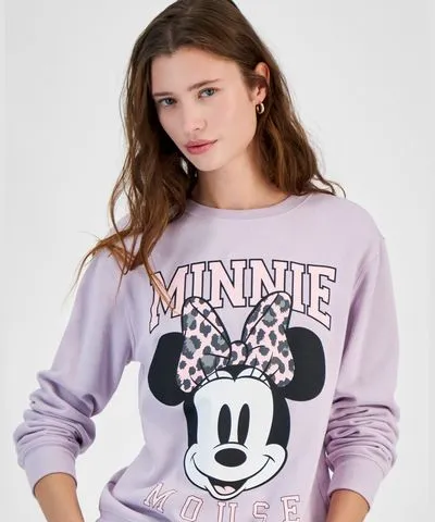 Disney Juniors' Minnie Mouse Leopard Bow Graphic Sweatshirt