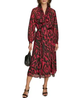 Donna Karan Printed Chiffon A Line Dress