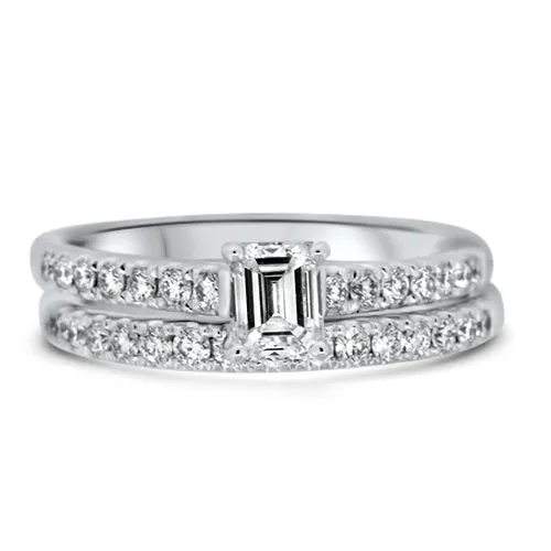 Emerald Cut Diamond Wedding Set