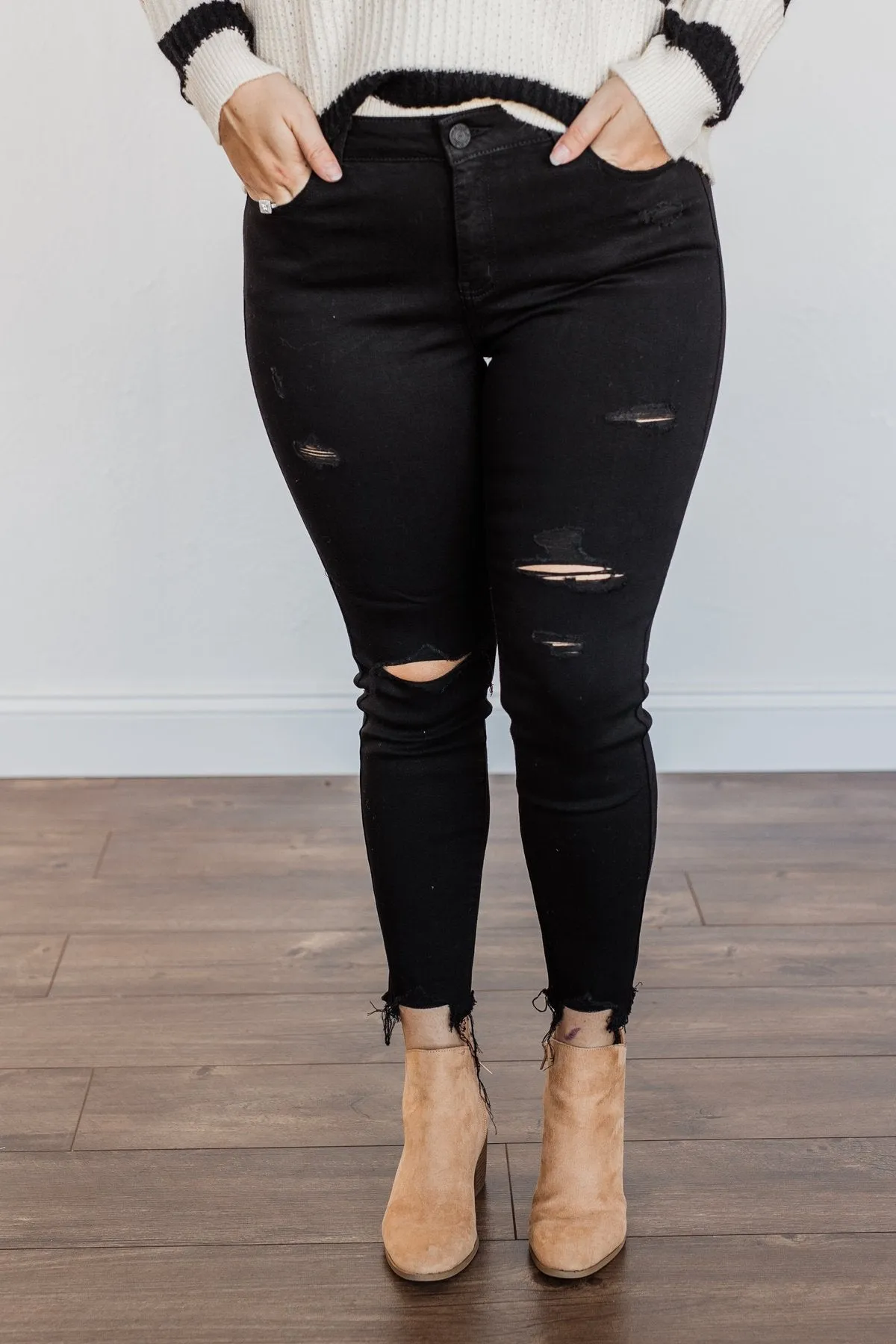 EnJean Ankle Crop Skinny Jeans- Black Giselle Wash