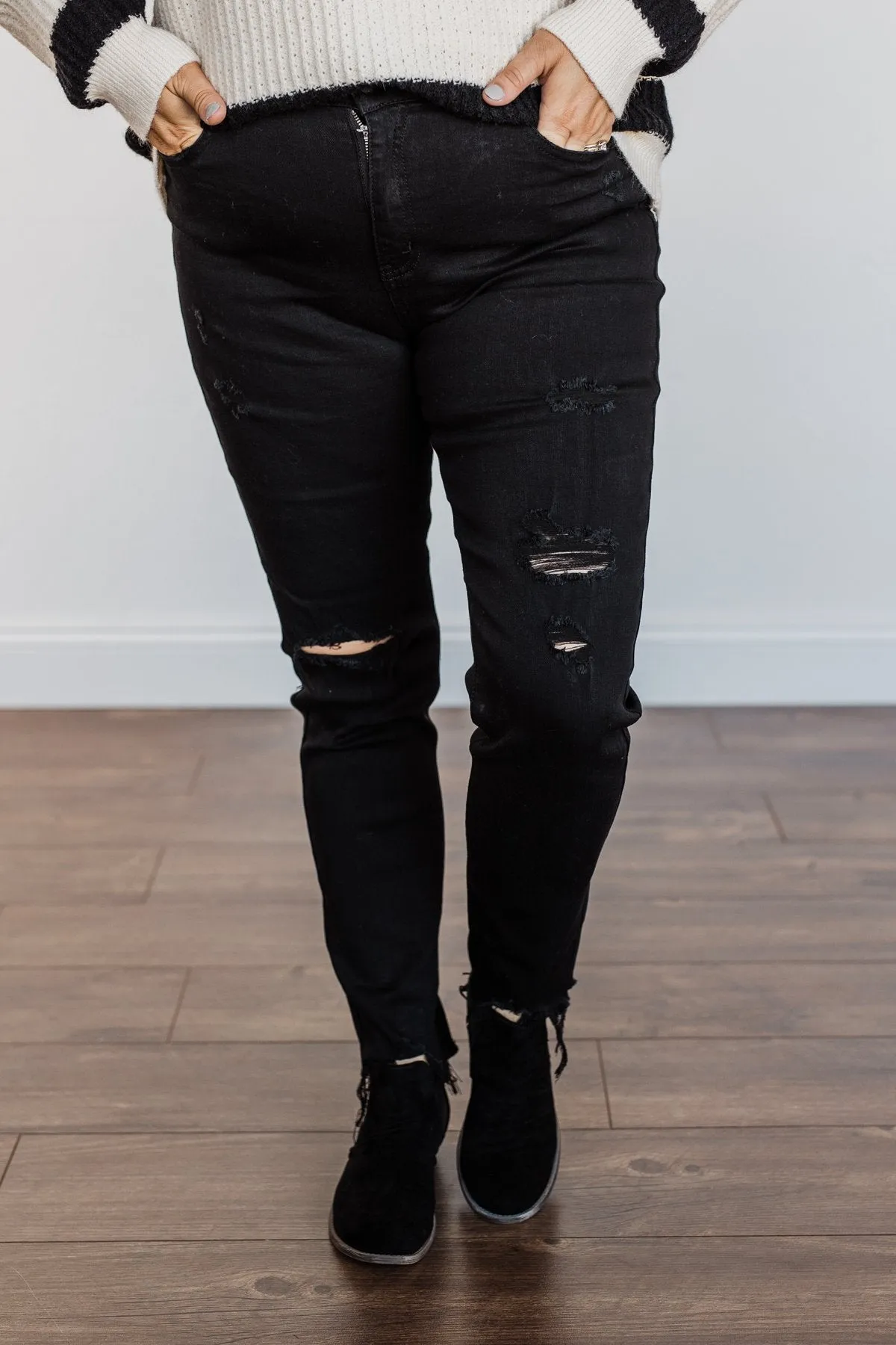 EnJean Ankle Crop Skinny Jeans- Black Giselle Wash