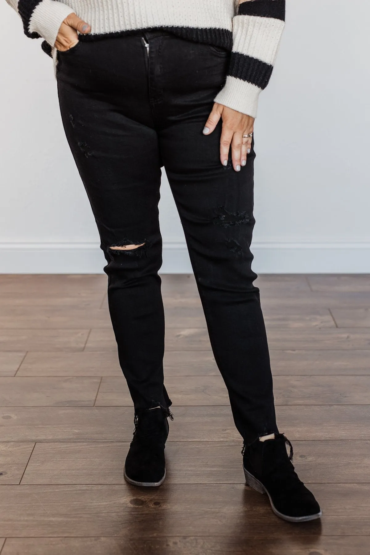 EnJean Ankle Crop Skinny Jeans- Black Giselle Wash