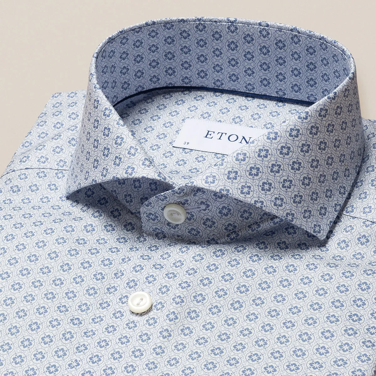 Eton - Slim Fit Patterned Shirt in Blue