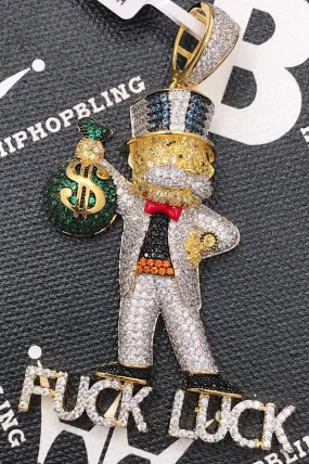 F*** Luck Money Man CZ Hip Hop Bling Bling Pendant