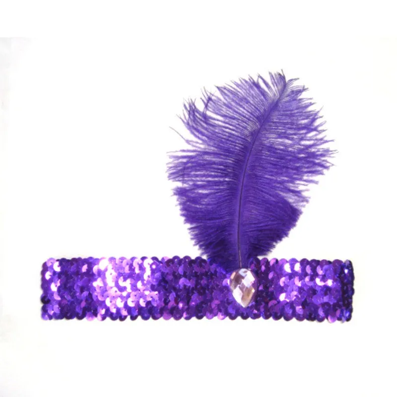 Feather Headband 1920's Flapper Sequin Headpiece Costume Head Band Party Favor Headwear SM6