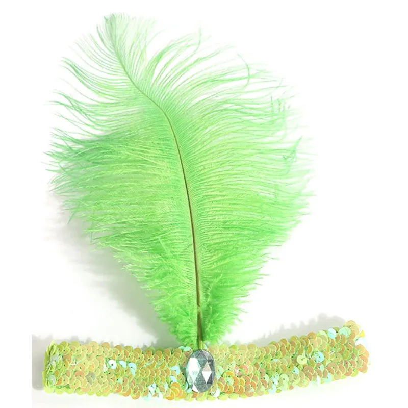 Feather Headband 1920's Flapper Sequin Headpiece Costume Head Band Party Favor Headwear SM6