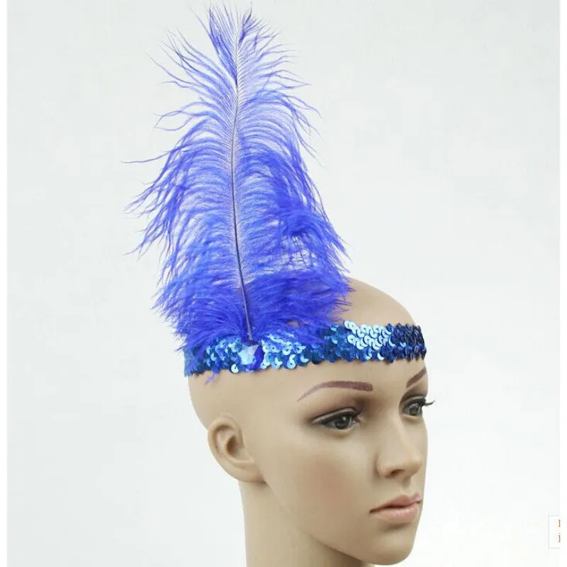 Feather Headband 1920's Flapper Sequin Headpiece Costume Head Band Party Favor Headwear SM6