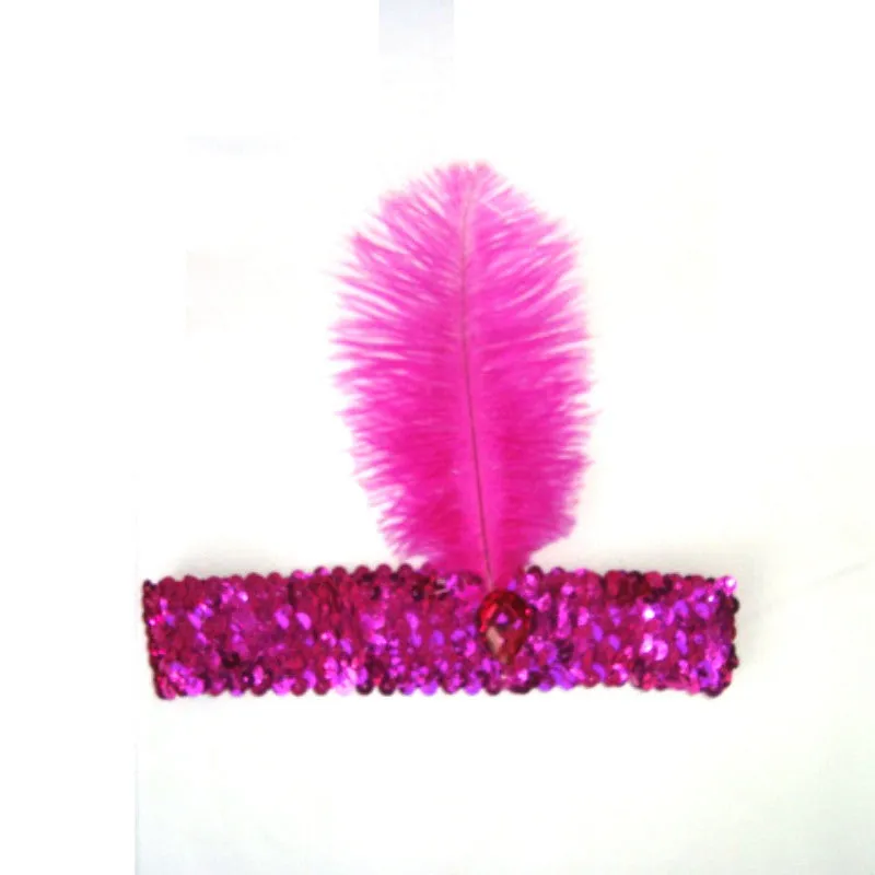 Feather Headband 1920's Flapper Sequin Headpiece Costume Head Band Party Favor Headwear SM6