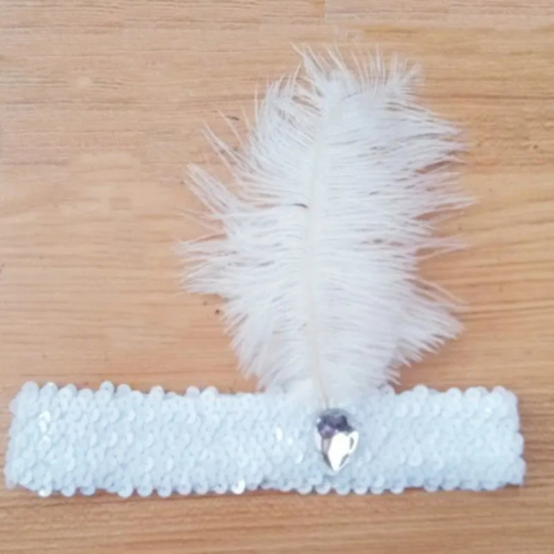 Feather Headband 1920's Flapper Sequin Headpiece Costume Head Band Party Favor Headwear SM6