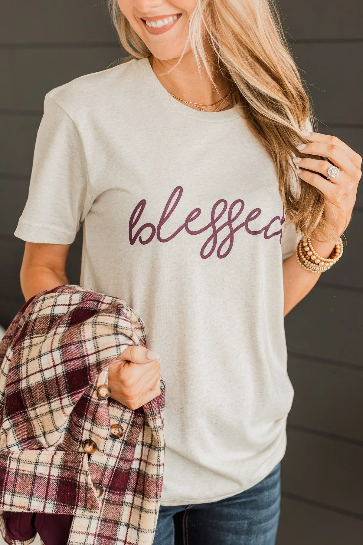 Feeling Blessed Graphic Tee- Oatmeal