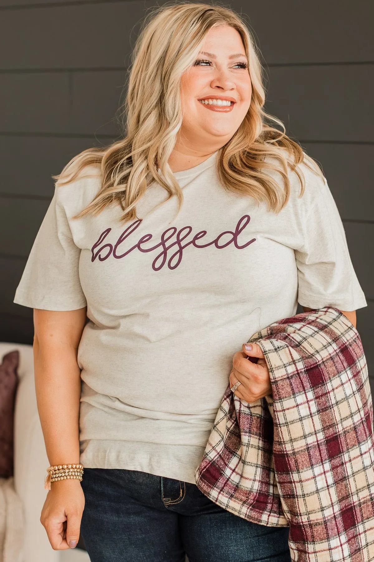 Feeling Blessed Graphic Tee- Oatmeal