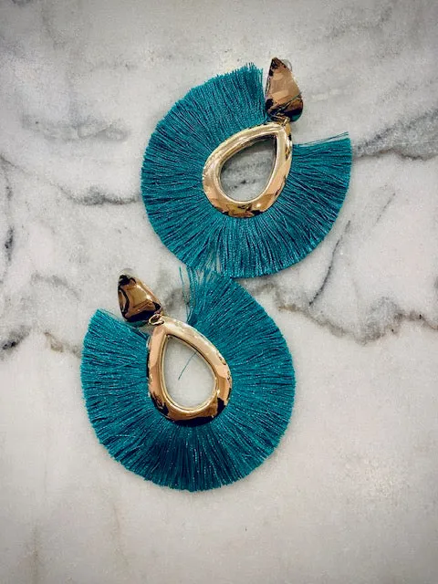 Flair Hoop Teal Earrings