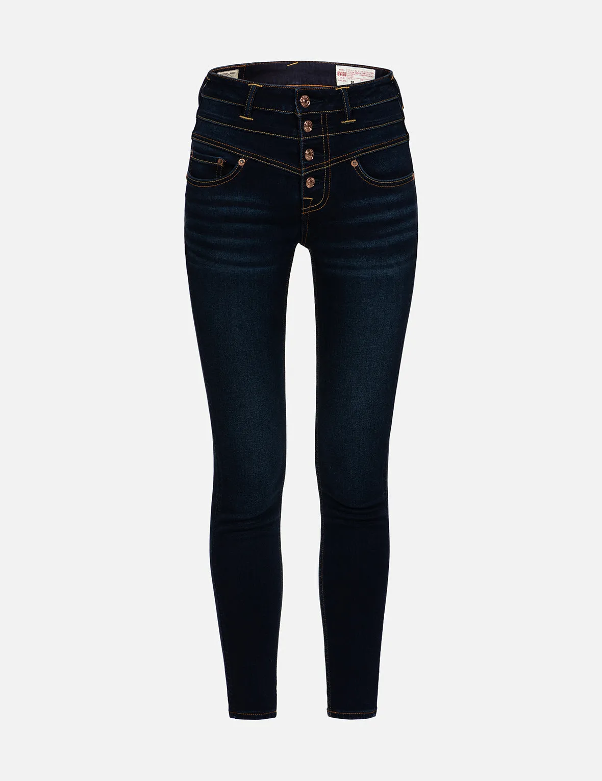 Floral-Pattern Seagull  Embroidery High-Waist Skinny Jeans