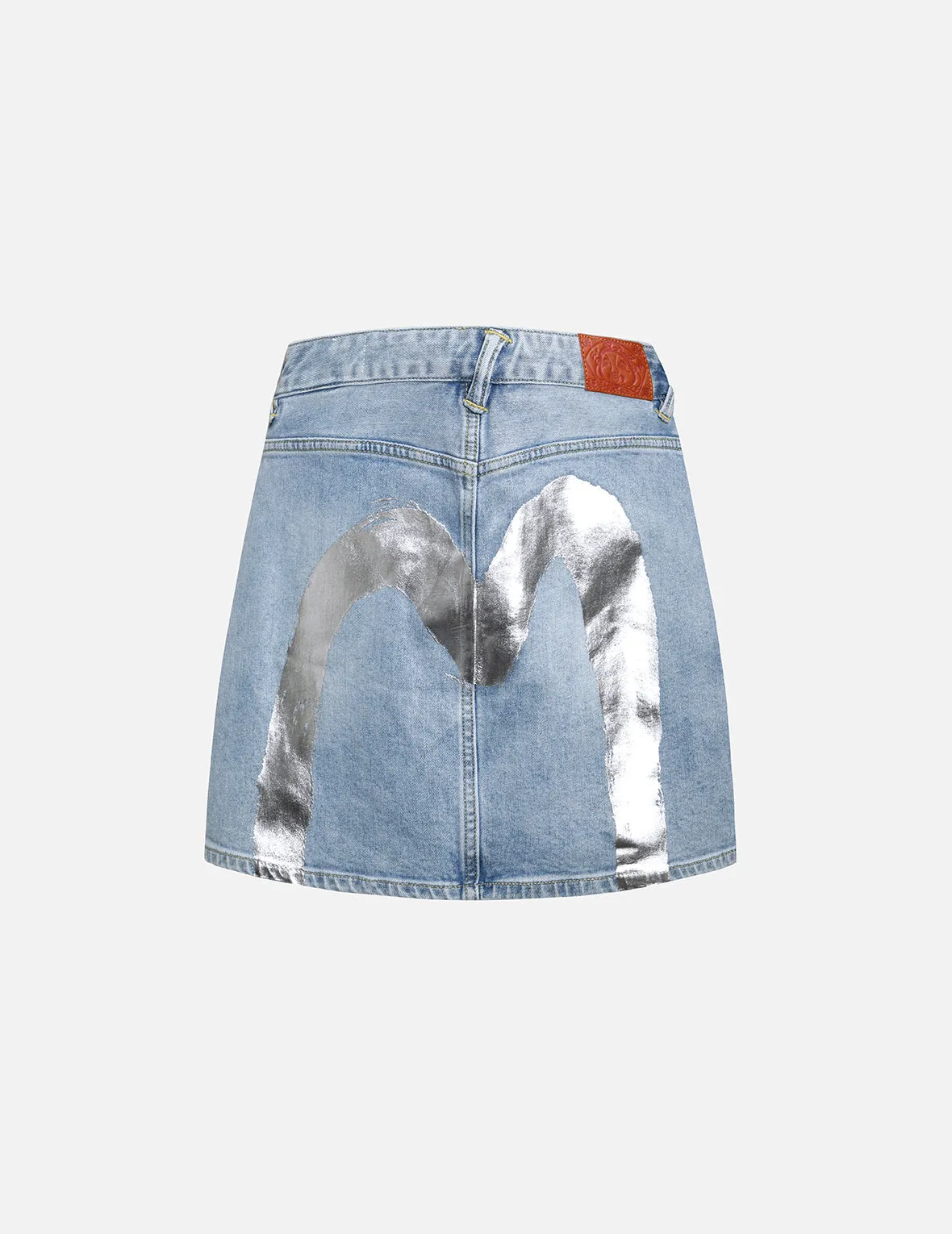 Foil Print Daicok Regular Fit Denim Skirt