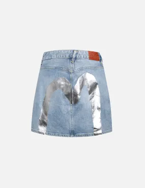 Foil Print Daicok Regular Fit Denim Skirt