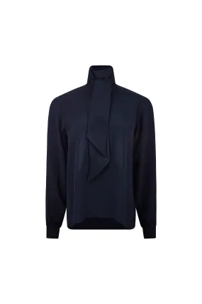 'FRENCH NAVY' SLIM KEITH TIE BLOUSE