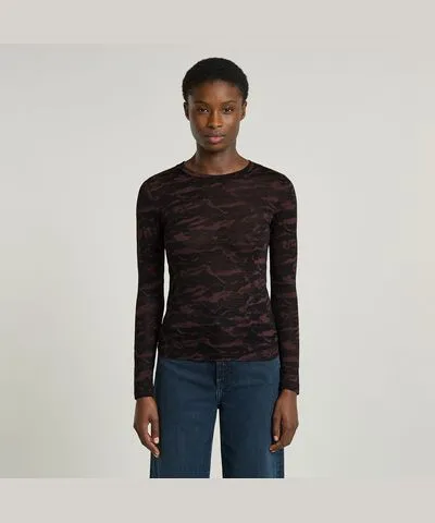 G-Star RAW Women Fine Lace AOP Slim Top Multi color Size S